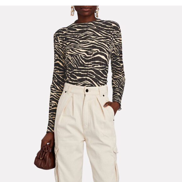 RAILS aasira zebra plisse satin top size S - Picture 1 of 5